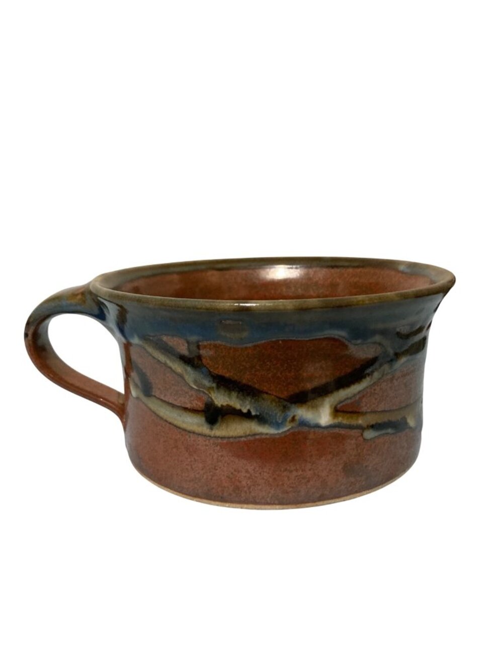 Handcrafted Whitefish Pottery Mug With Blue and Brown Glaze